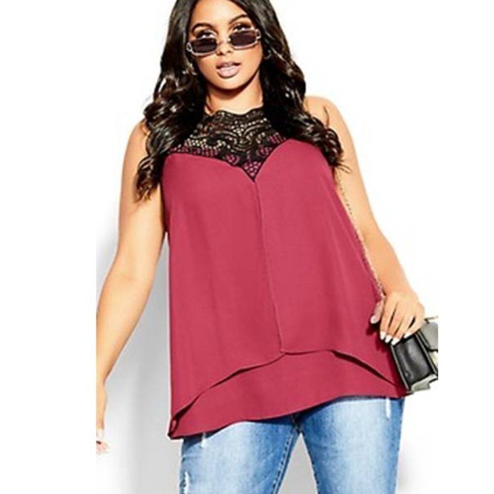 CITY CHIC‎ PLUS SIZE Motif Neck Top